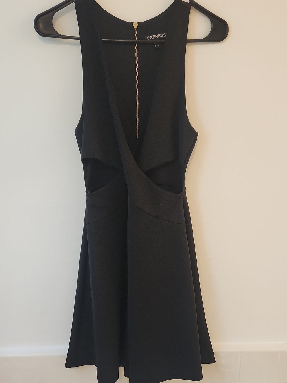 Express Black Backless Fit & Flare Dress with Cutout Details